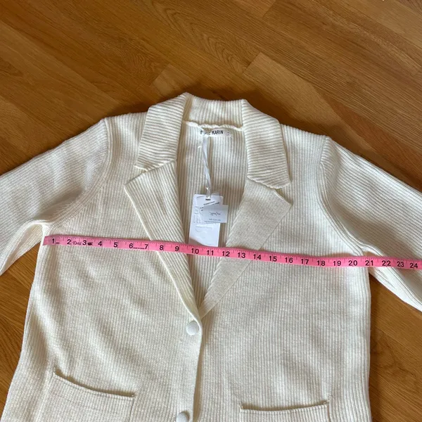 NWT Grace Karin Cream Knit Blazer Cardigan L - Image 6