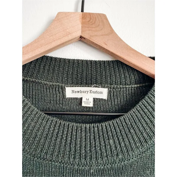 Newbury Kustom Dark Green Raw Edge Knit Sweater Top M - Image 3