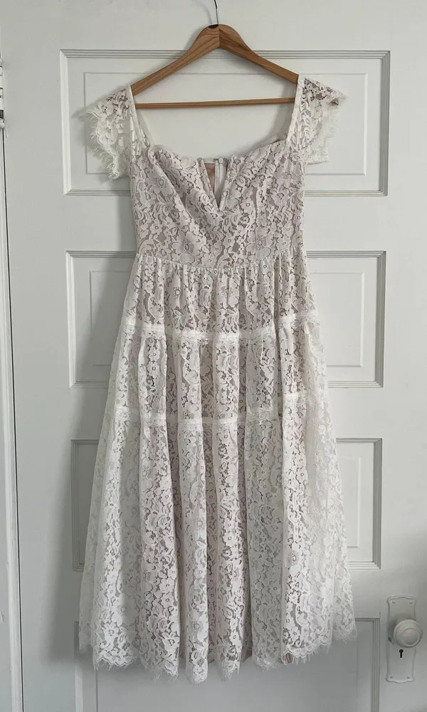 Lulus White Lace Off Shoulder Midi Dress - Image 3