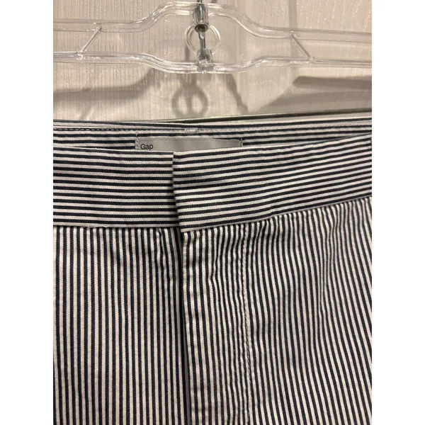 Gap Womens Slim Cropped Pinstripe Stretch Pants Navy Blue Coastal‎ White Size 14 - Image 4