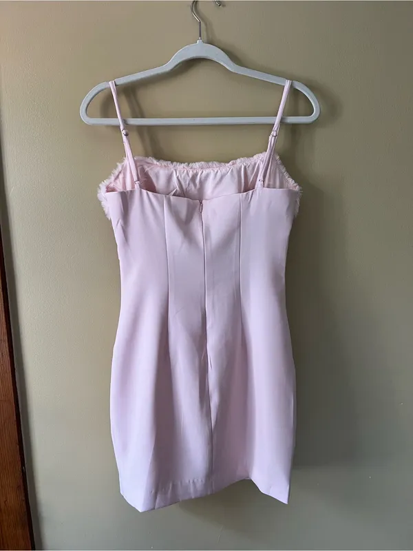 naked wardrobe Pink Faux Fur Bandeau Cutout Mini Dress - Image 7