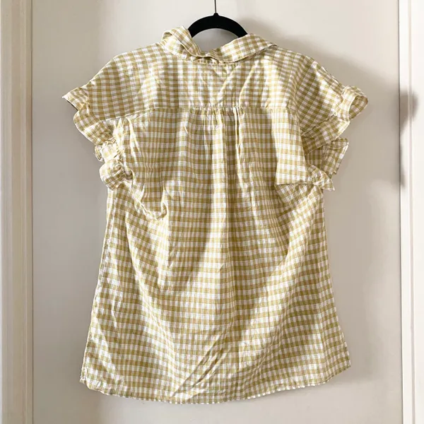 Max Studio NWT  Yellow & White Gingham Ruffle Top - Image 4