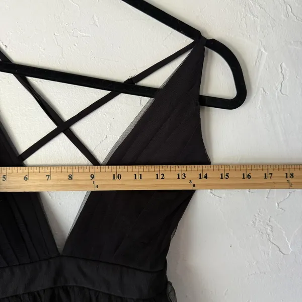 Luxxel Dress Small Black Plunge Maxi Gown Criss Cross Back NWT Fairy‎ Grunge - Image 5