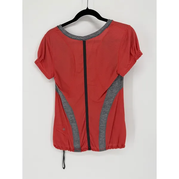 Lululemon Athletica Revitalize Tech Short Sleeve‎ Top Size 8 Red Gray - Image 8