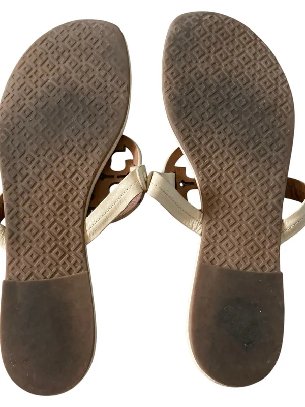 Tory Burch Miller Sandals in Light Beige Leather with Logo Medallion - Image 5