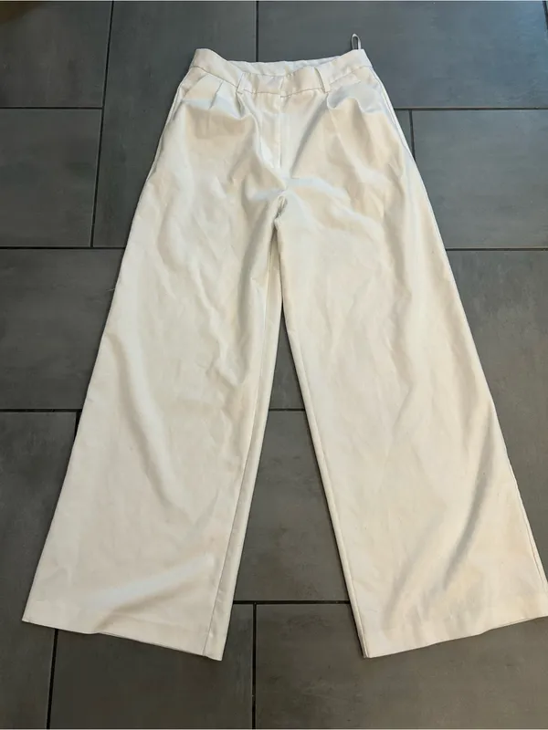 Commense Solid Wide Leg Pant in White Size M - Image 2