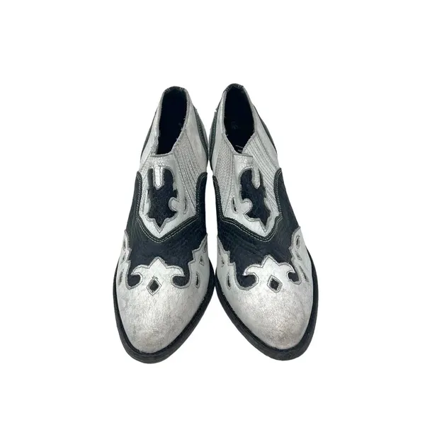 Matisse Steely Leather Ankle Boot White & Black‎ Size 8.5 - Image 2