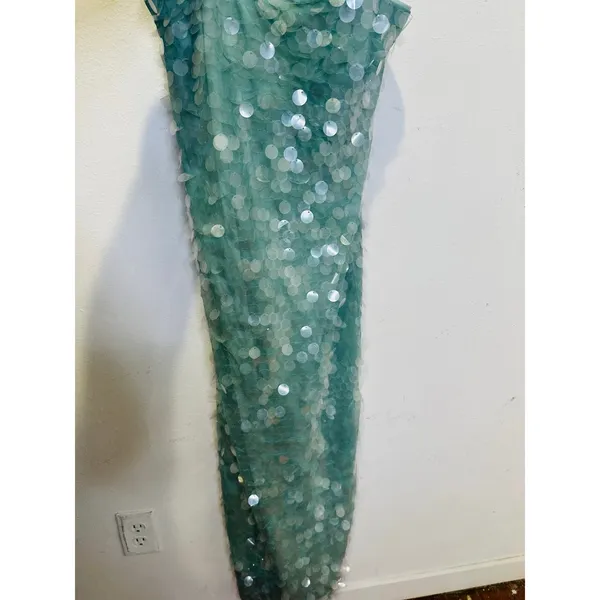 STAUD Seafoam Green Shimmering Sequined Strapless Casey Midi Gown size 2 - Image 5