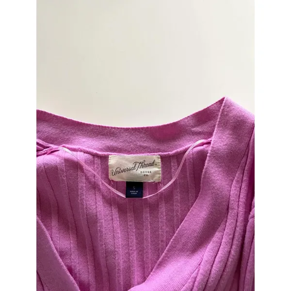Universal Threads Pink Ribbed Cardigan Sweater‎ Size Small Cropped Button Front - Image 3
