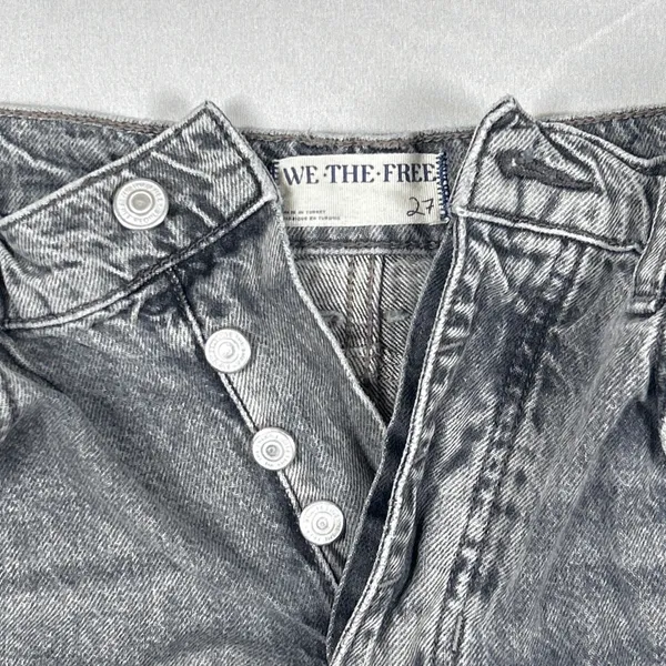We The Free People Jeans Womens 27 Good Luck Barrel Mid Rise Gray Denim Cotton - Image 3