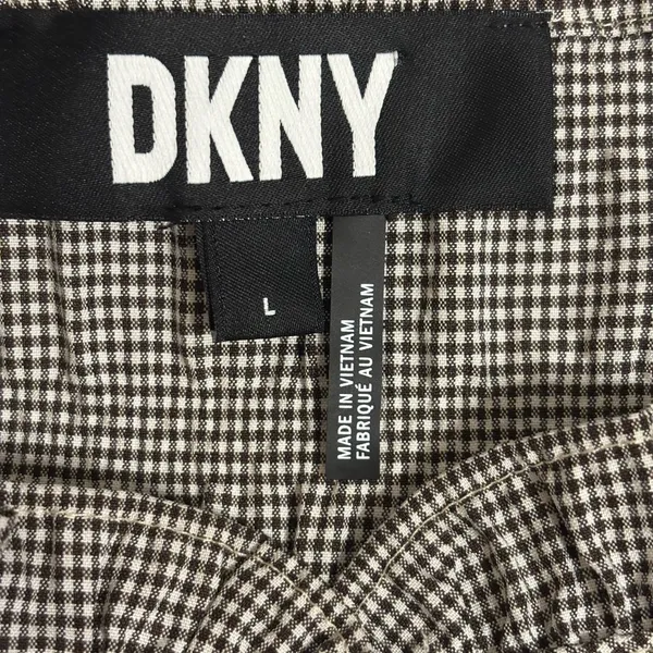 DKNY Black White Gingham Ruffle Flutter Sleeve Blouse Size L - Image 3