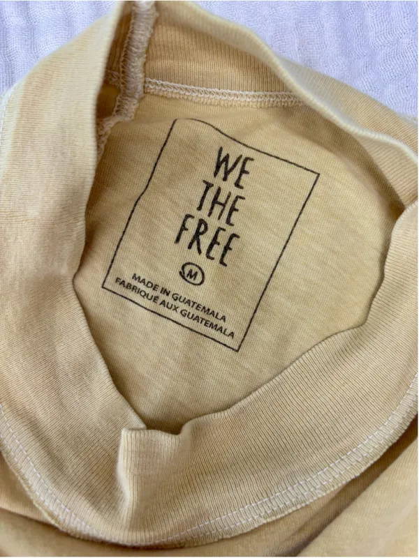 Women's We The Free Long Sleeve Tee, Size M, Yellow Cotton - Image 3