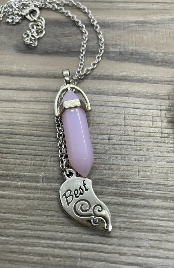 Silver Heart Best Friend Crystal Stone Necklaces - Image 7