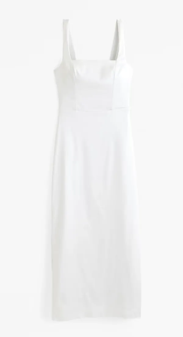 Abercrombie & Fitch Sculpting Stretch Satin Midi Dress - Image 5