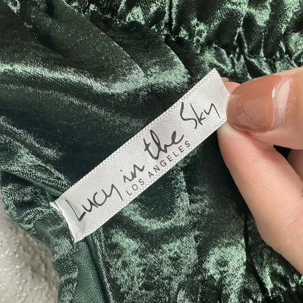 Lucy in the Sky Emerald Green Ruched Satin Mini Dress Sz Large‎ Party Homecoming - Image 5