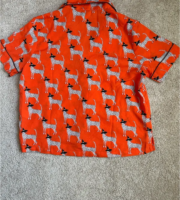 Bouffants & Broken Hearts Orange Halloween Pajama Short Sleeve Top. Size Small - Image 8
