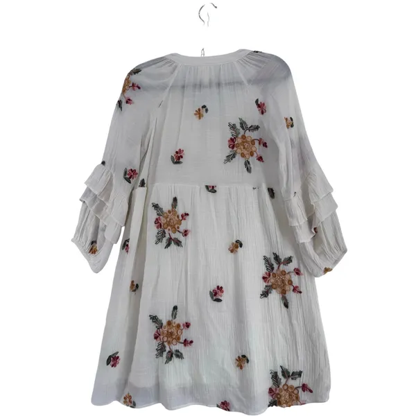 Anthropologie Fly & Flower Cream Embroidered Boho Dress sz M Ruffle Cottagecore - Image 4