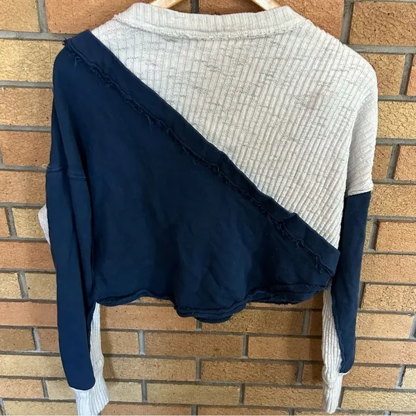 Free People Movement Wrap Navy Blue & White Long Sleeve Sweater Top Size XS - Image 6