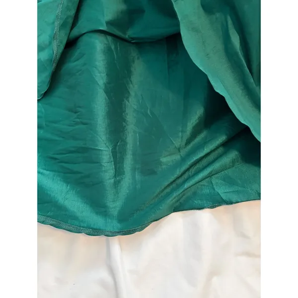 Super Skirt Pleated Midi Emerald Green Shimmer Taffeta High‎ Waisted Small - Image 3