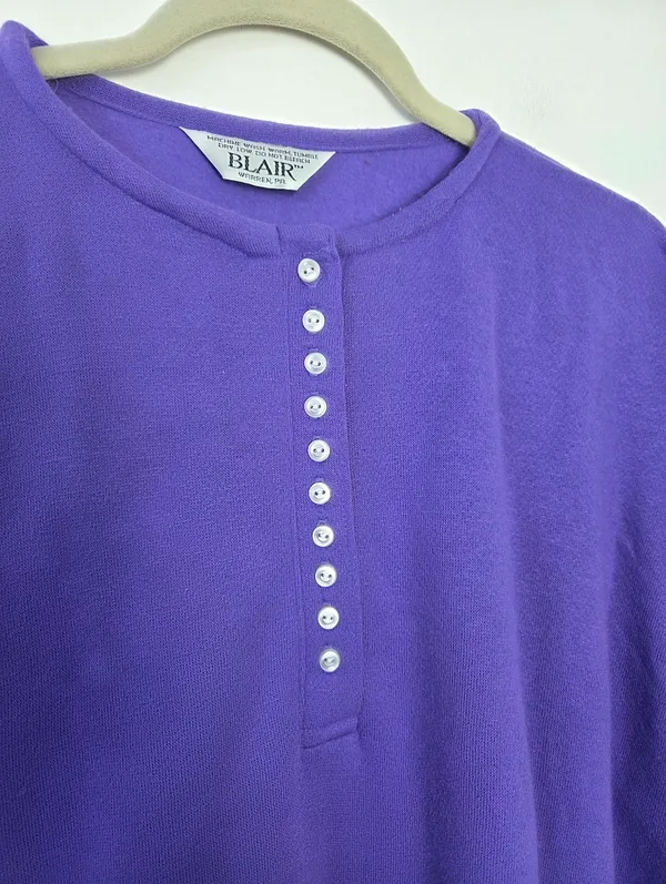 Vintage 80s 90s Blair Henley Top Purple Women Plus 3X Size Grannycore Retro - Image 4