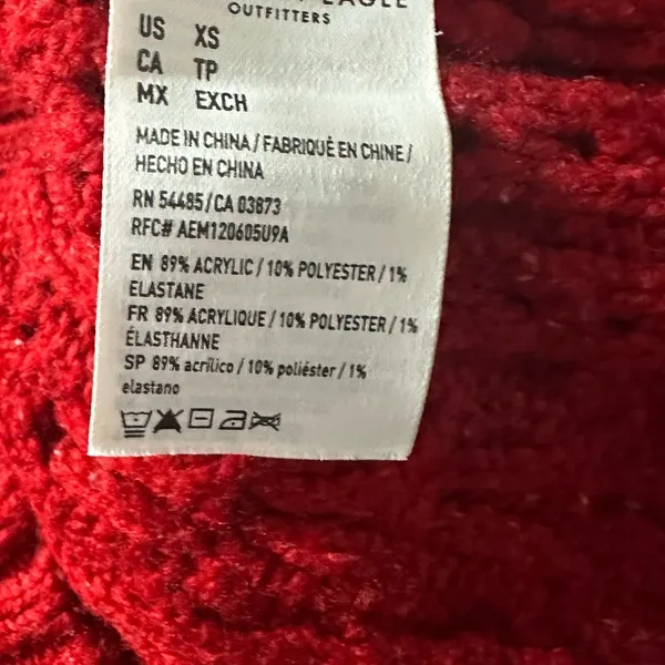American Eagle women's XS red knit cardigan - Image 5