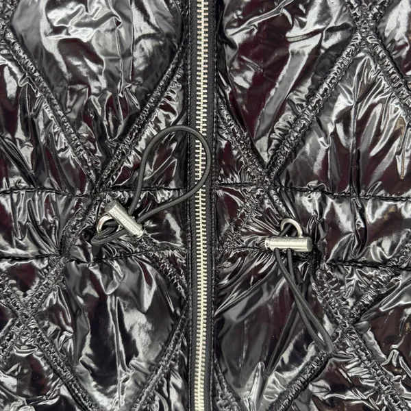 Michael Kors Quilted Puffer Vest Women Large Black Shiny Streetwear Luxe Winter - Image 7