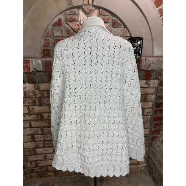 Sherry Gale crocheted sweater cape gray silver metallic 1950s - Image 6