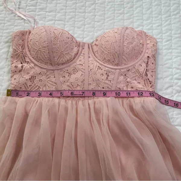 Selfie Leslie Gown Strapless Dancing With Me Sweetheart Tulle Midi Dress Pink - Image 10
