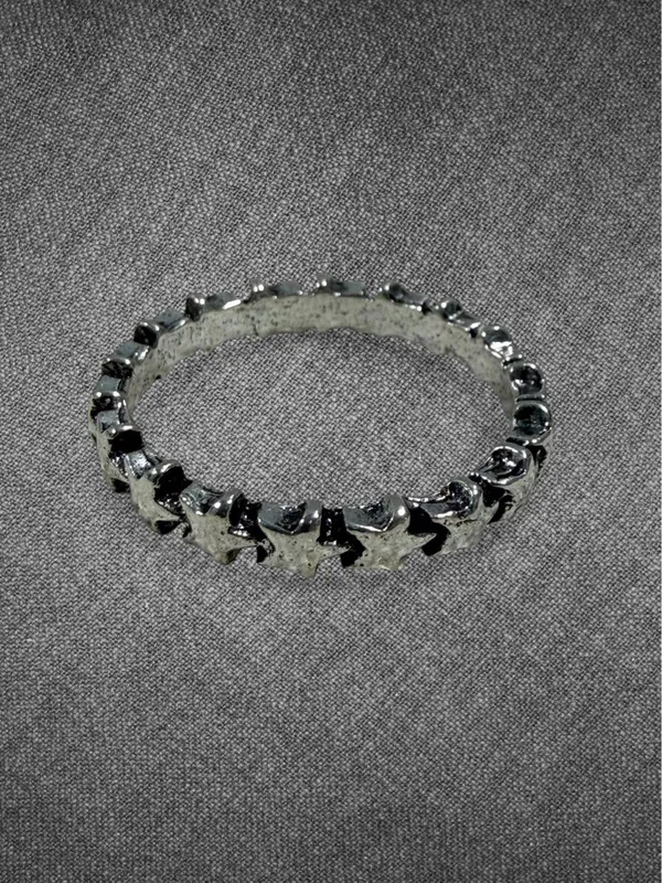 Silver Tone Celestial Star Band Ring - Image 2
