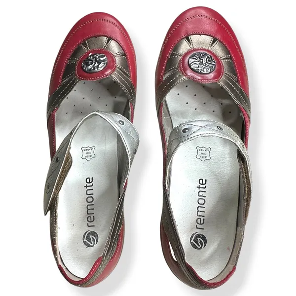 Remonte Mary Jane‎ Flats Leather Red Metallic Boho Womens 40 US 9 - Image 3