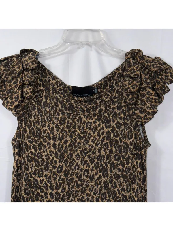 Cynthia Rowley Leopard Print Ruffle Sleeve Dress Size Medium - Image 2