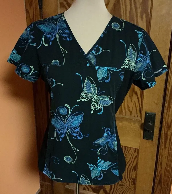 Vintage 90s Cherokee Butterflies V neck top - Image 4