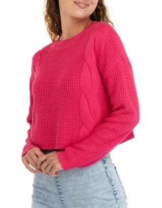 Freshman Hot Pink Cropped Sweater - Image 2