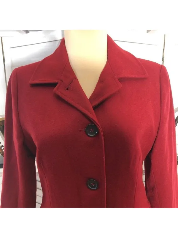 Banana Republic Wool Blend Pea Coat Red Burgundy Extra Small - Image 12