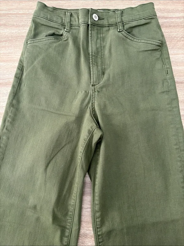 Favorite Daughter The Mischa Super High Rise Wide Leg Ankle Jean Women 26 Green - Image 6