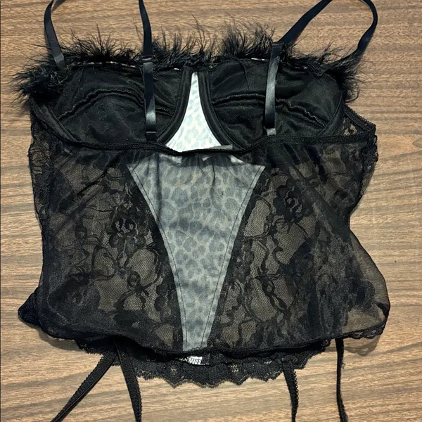 Juliara Before Anything Else Small Leopard Print Lingerie Feathers Black - Image 3