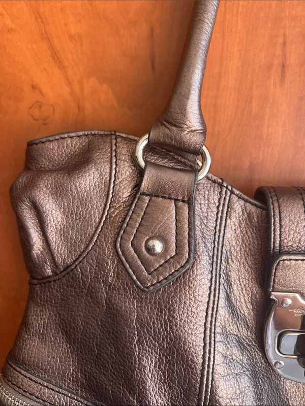 Etienne Aigner Metallic Bronze Leather Shoulder Bag with Tag - Image 4