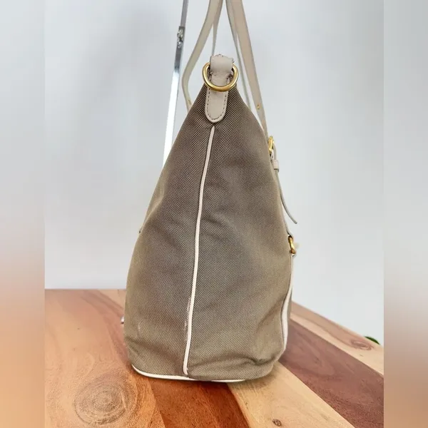 Pre-Owned Prada Beige/Brown Jacquard Logo Canvas‎ And Leather Top Handle - Image 4