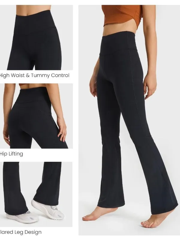 FITOP Women's XXL High-Waisted Flare Yoga Pants – Black - Image 2