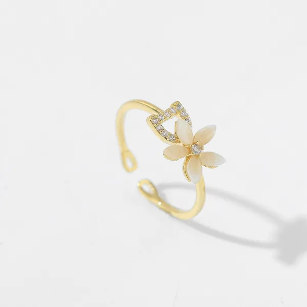 18K Gold Plated Adjustable Flower Ring for Women - Image 2