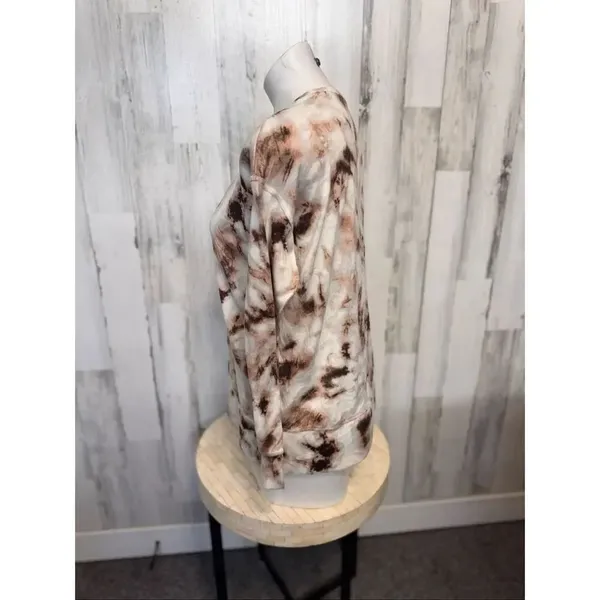Dunnes Stores Tie Dye Lounge Set Size Small Brown Cream Sweatshirt Joggers Match - Image 9