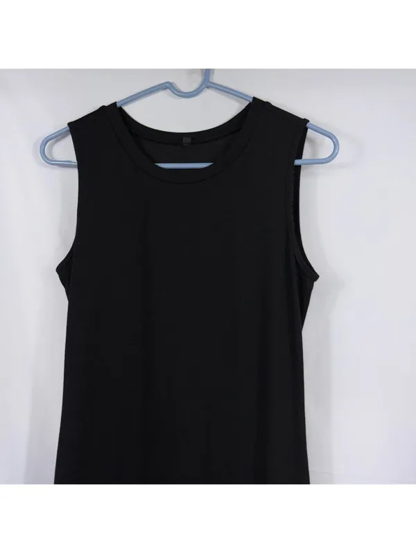 Black Sleeveless Maxi Dress Small Minimalist Stretch - Image 4