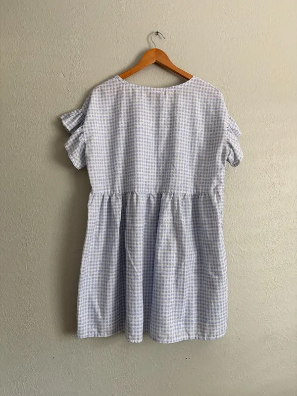 Gingham Dress with Floral Hem - Image 3