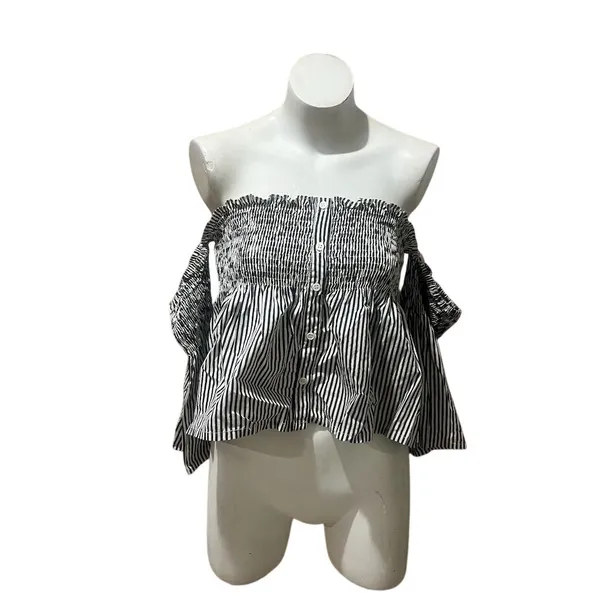 Faithfull The Brand Women's Off-Shoulder Striped Crop Top Size M - Image 4