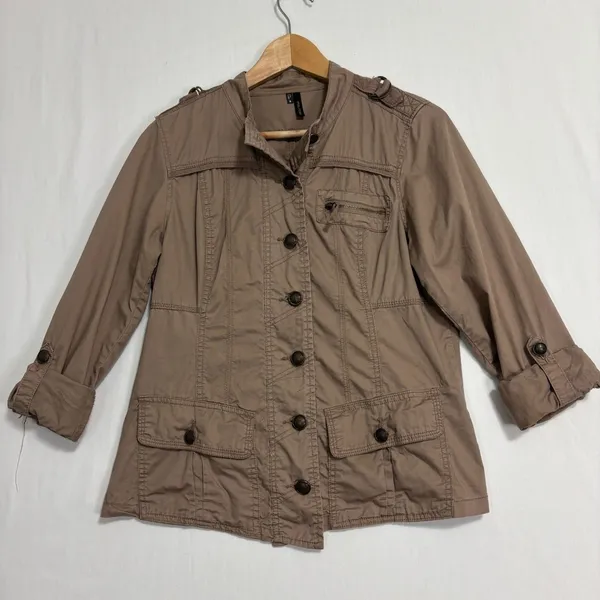 Maurice's Utility Military Jacket Brown/Beige Womens M‎ Lightweight - Image 12