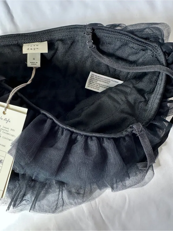 NWT A New Day Tiny Tulle Ruffle Crop Tank – Black – S - Image 8
