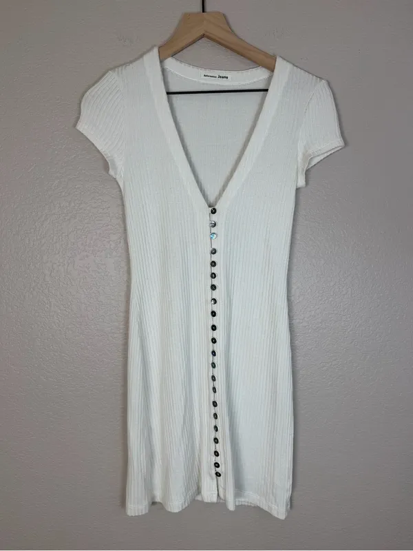 Reformation Ryder Ribbed Mini Dress size Small White $118 - Image 7