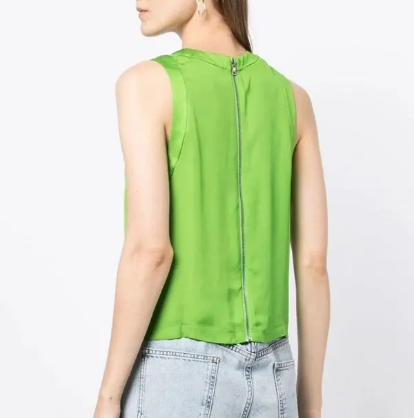 Alice + Olivia Green Zipper Back Tank Top - Image 3