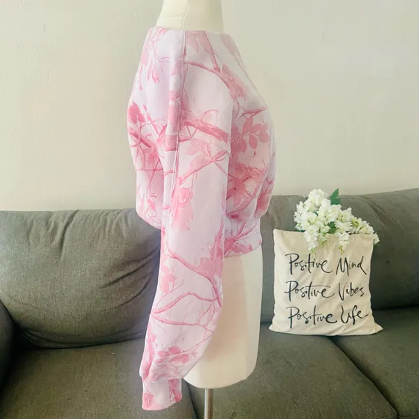 Abercrombie & Fitch Light Pink Camo Sunday Off-Shoulder Sweater - Image 6