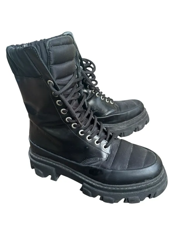 Ganni Brush Off & Nylon Combat Boots in Black 38 - Image 3